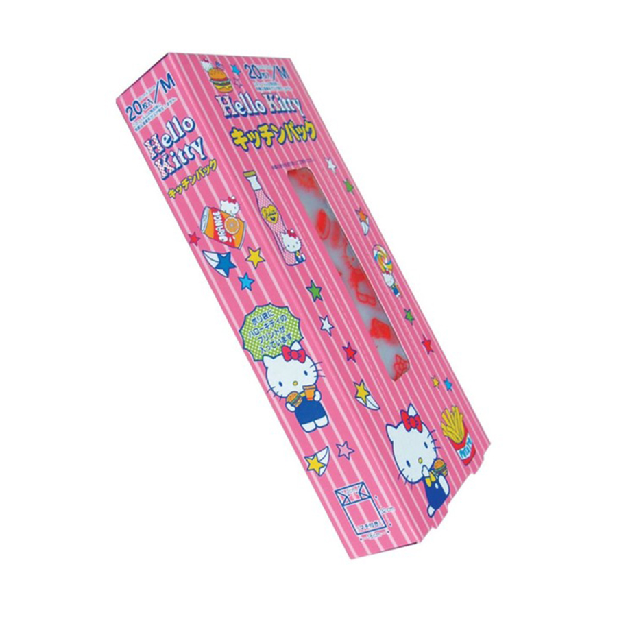 Combo Set 20 túi ny lông đựng thực phẩm hình Hello Kitty + Set 2 dĩa inox hình Hello Kitty - Nội địa Nhật Bản