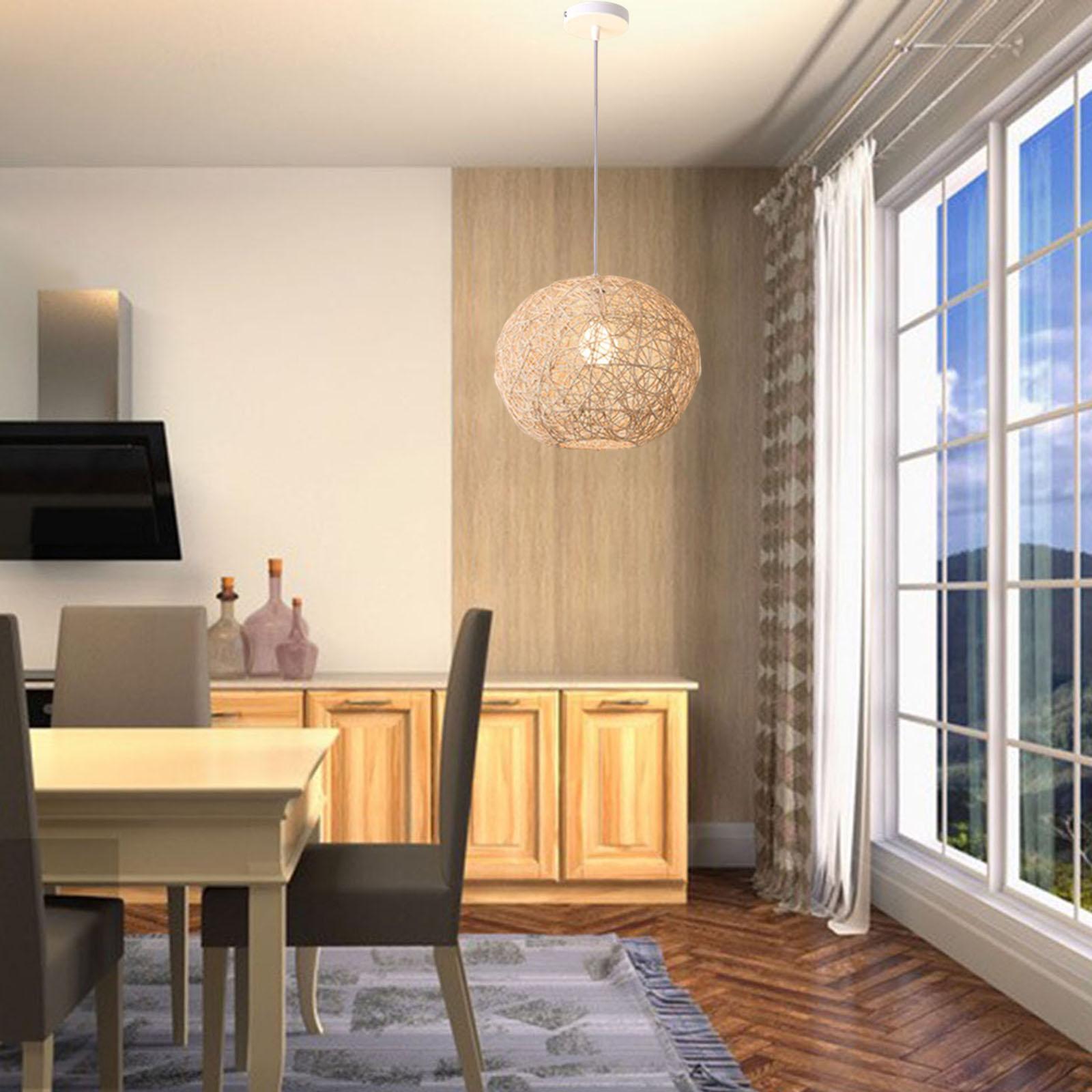 Rustic Style Pendant Light, Ceiling Lighting Hanging Rattan Chandelier for Bar Kitchen