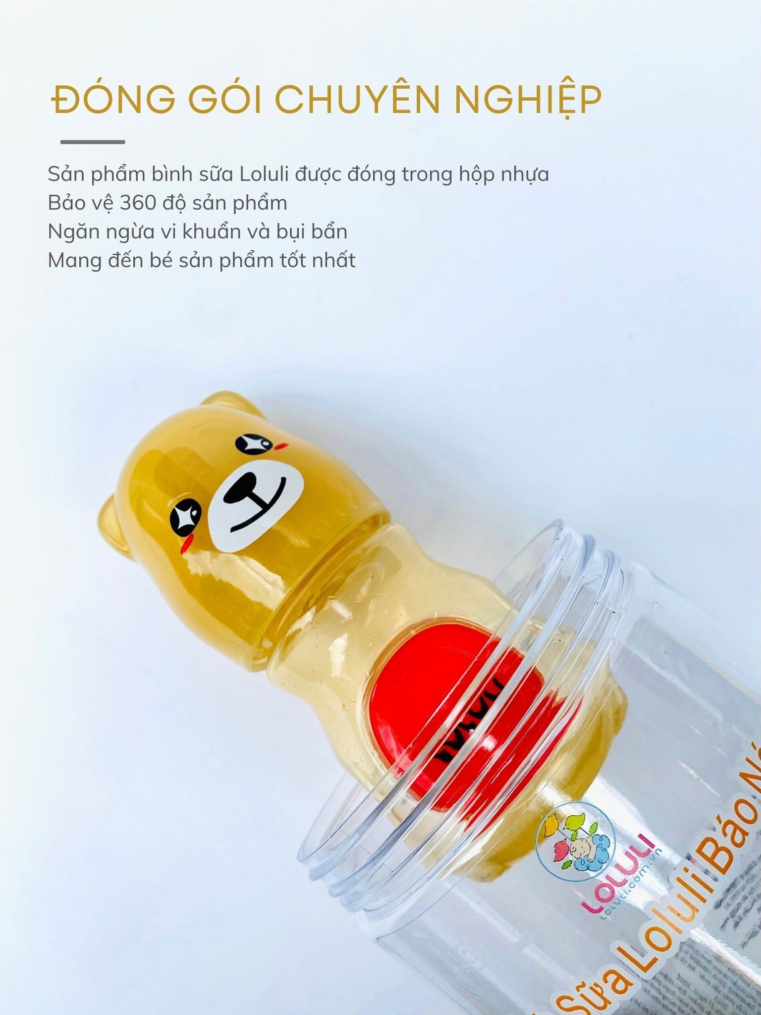 Bình sữa gấu Loluli cảm ứng nhiệt nhựa PPSM kháng khuẩn 120ml