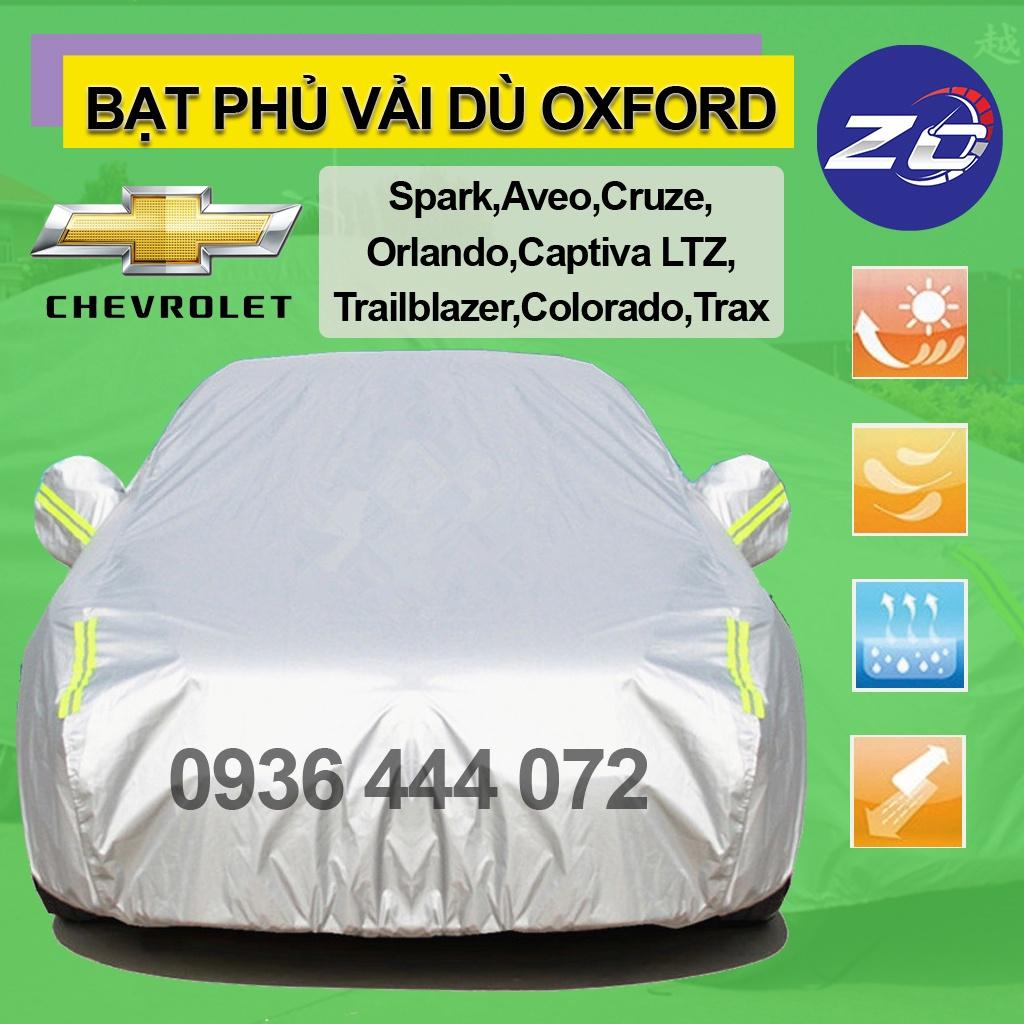 Bạt phủ xe Chevrolet Spark,Aveo,Cruze,Orlando,Captiva,Trailblazer,Colorado áo bạc trùm che phủ xe hơi, ôtô vải dù oxford