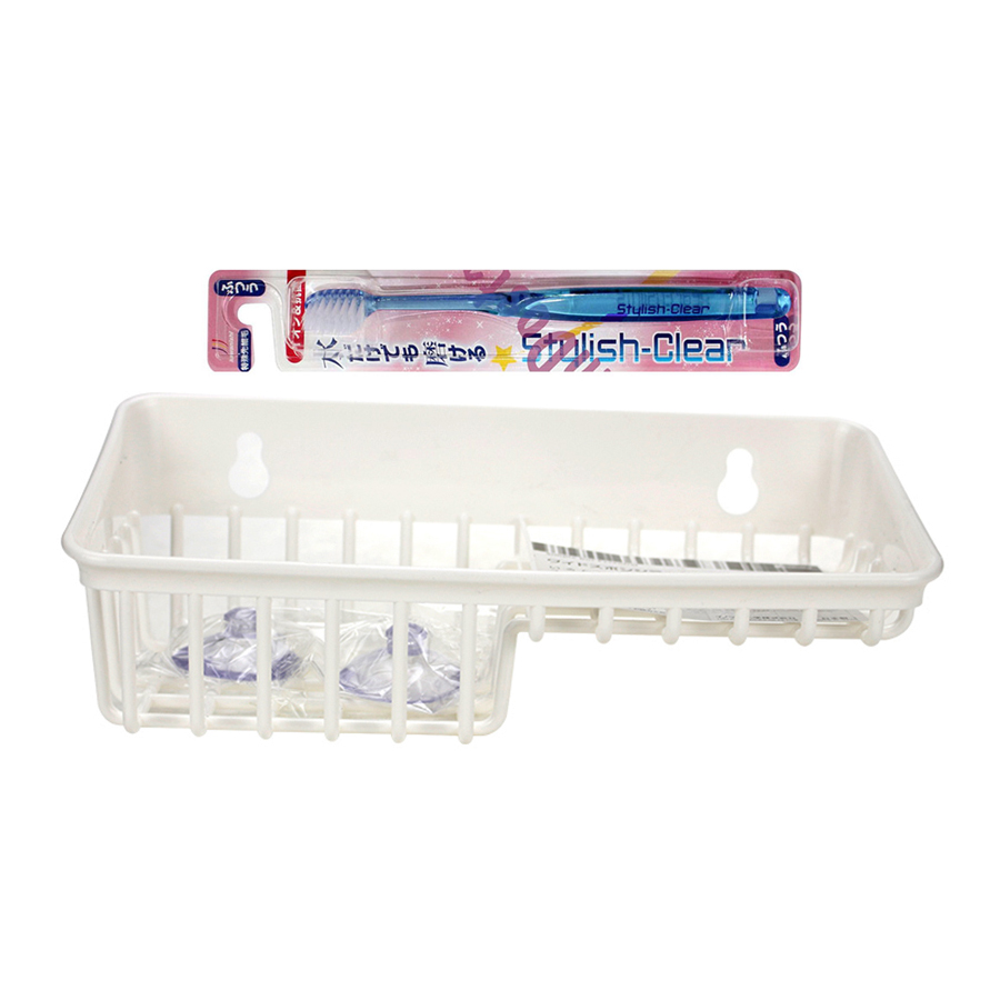 Combo Giá để xà phòng, giẻ rửa bát + Bàn chải đánh răng người lớn Kawanishi - Nội địa Nhật Bản