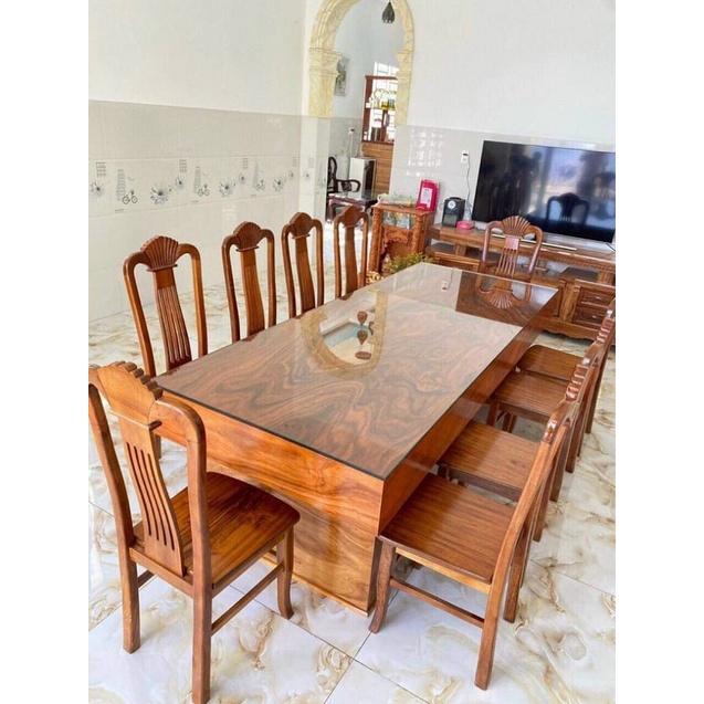Bộ bàn ghế ăn 10 ghế bàn hộp gỗ hương nam phi