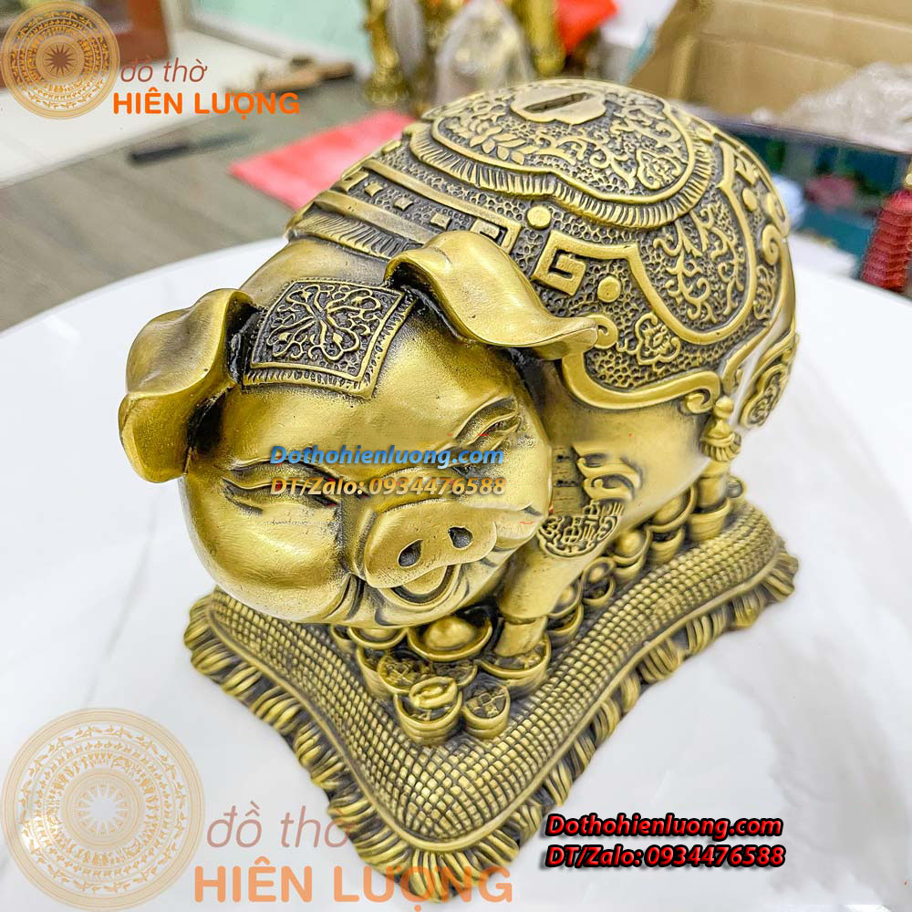 Tượng Heo Đồng Bỏ Ống Tiết Kiệm Kích Thước 10x14x18cm, Nặng 2,4Kg - Đồ Thờ Hiên Lượng