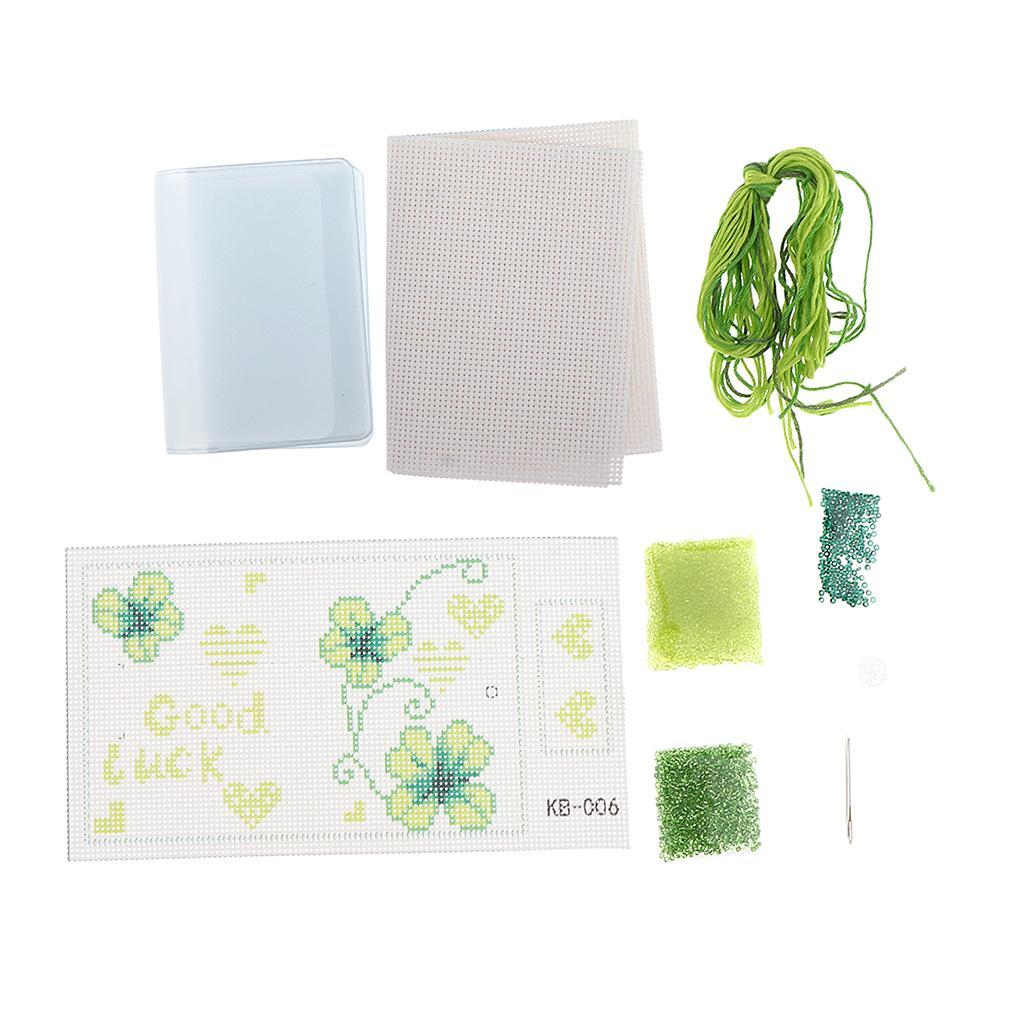 DIY Cross stitch Card Holder Embroidery Starter Kits Printed Handmade Leaf
