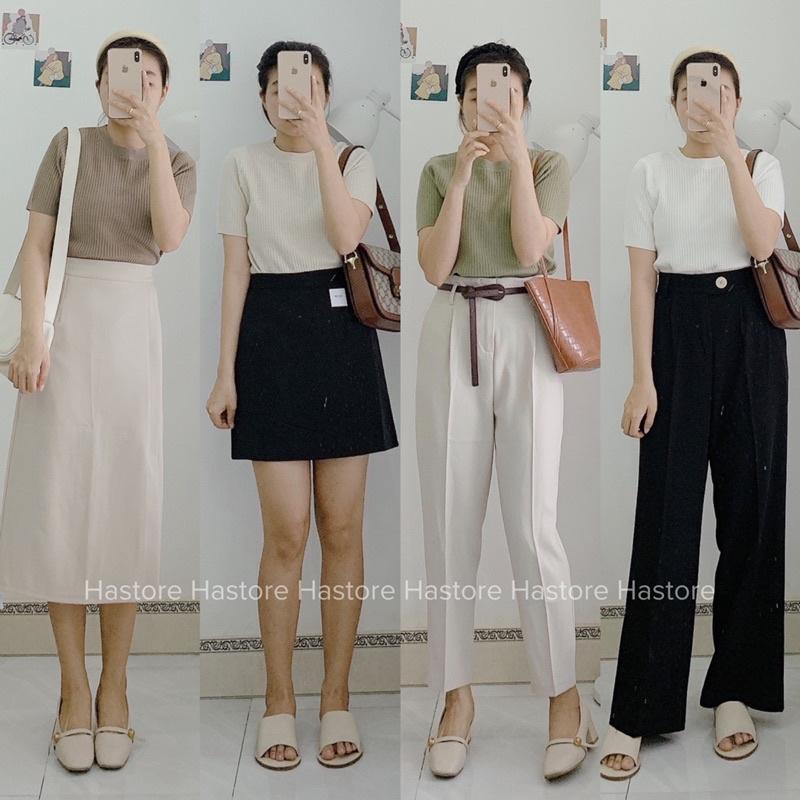 Áo len đũa cộc tay basic