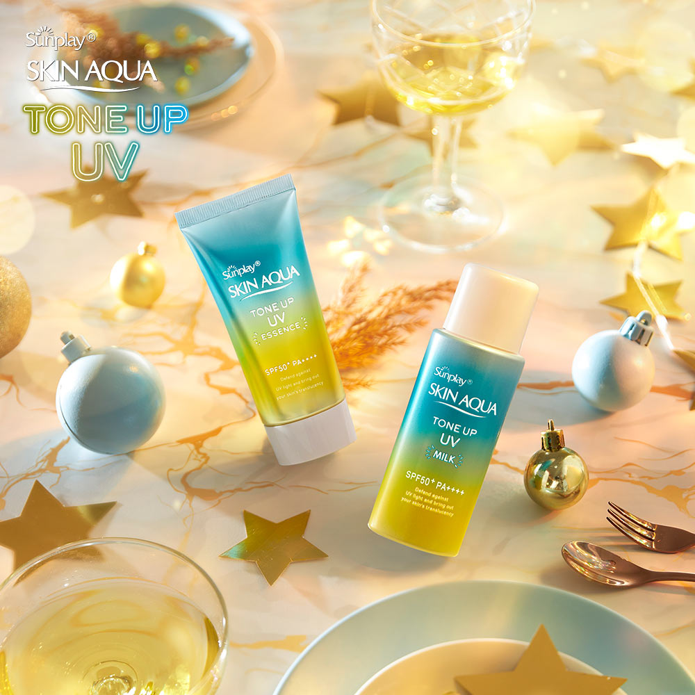 Kem chống nắng nâng tông Skin Aqua Tone up Mint Green cho da trắng có khuyết điểm đỏ, dạng sữa Sunplay Skin Aqua Tone Up UV Milk Mint Green SPF 50+ PA++++ 50g