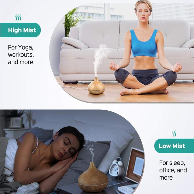 USB Air Humidifier Aroma Diffuser remote control 7 Colors Changing LED Lights cool mist maker Air Purifier for Home 400ML