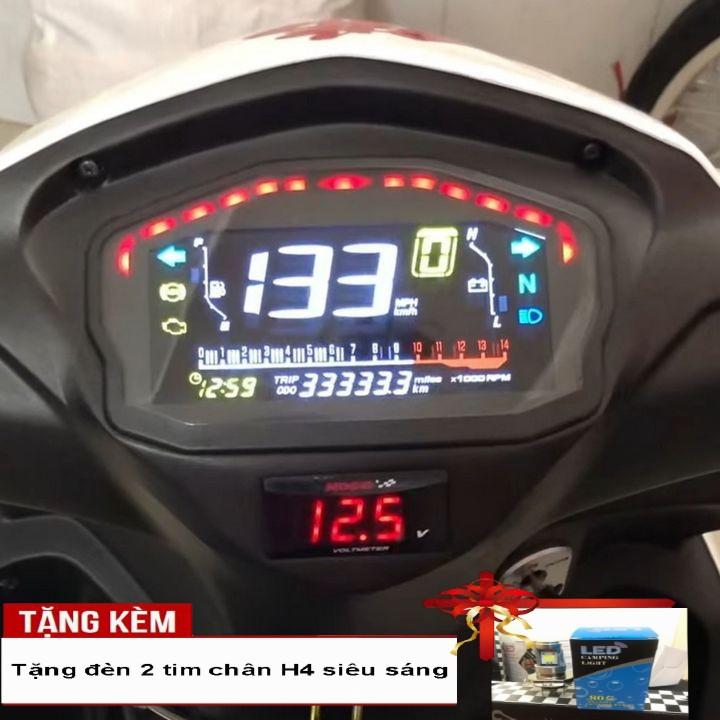 Đồng hồ điện tử dành cho xe DUCATI - màn hình LCD siêu chất - Tặng kèm đèn LED 2 tim chân H4 siêu sáng - A2098