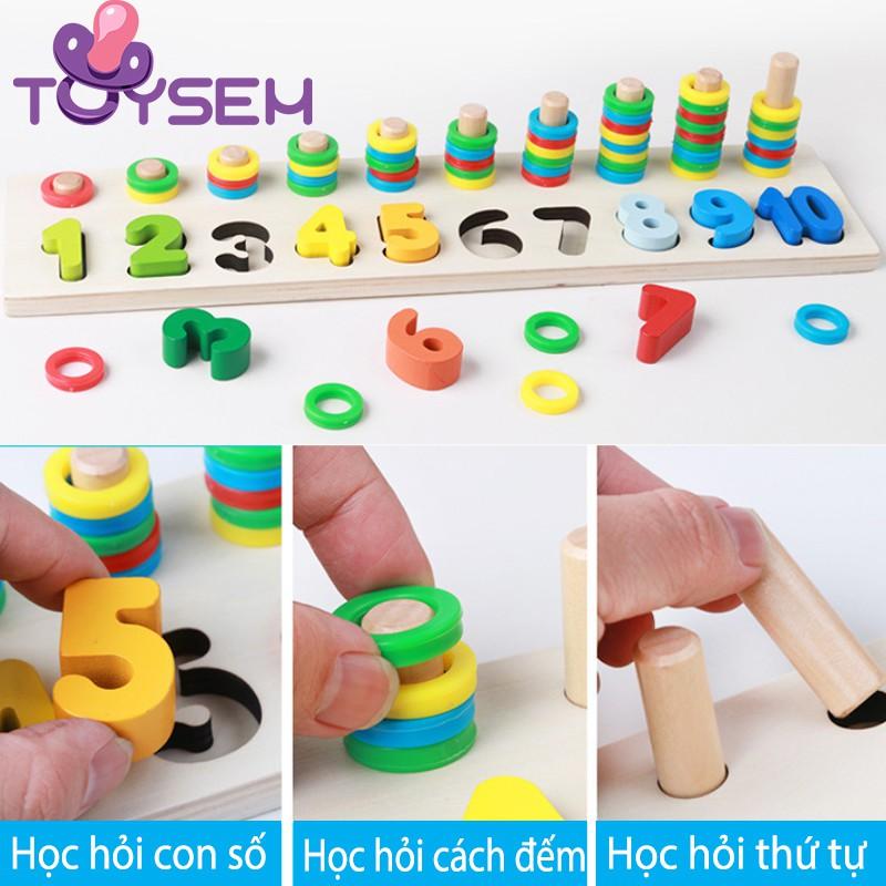 Đồ chơi bảng gỗ xếp ghép hình ghép số 2 dòng tập đếm - Quà tặng sinh nhật học số đếm cho trẻ em