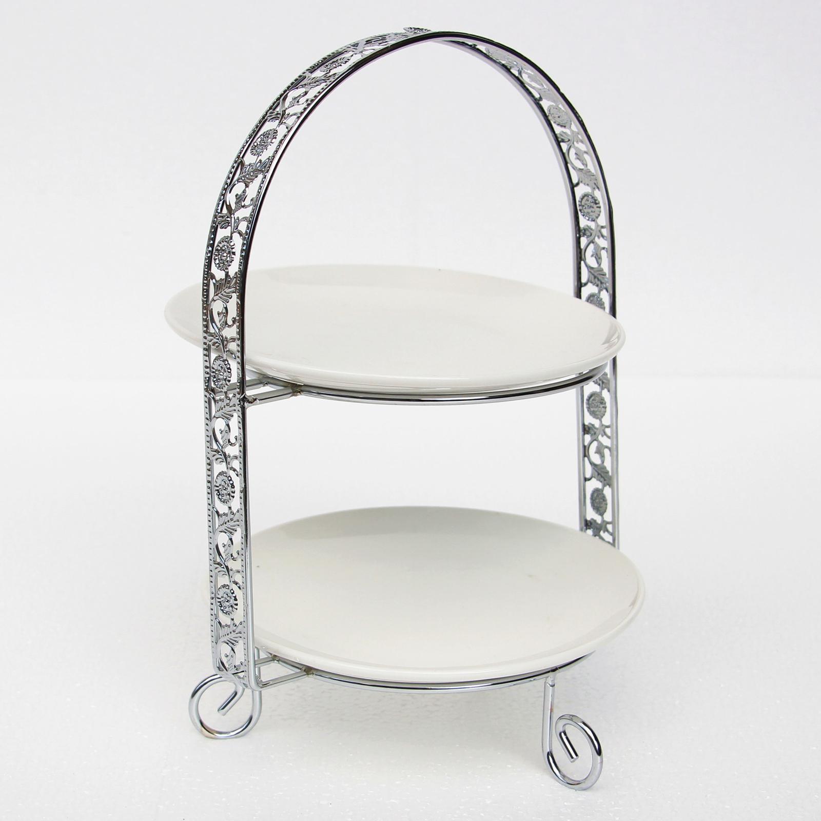 Iron 2-Tire Cupcake Platter Display Stand Serving Plate Rack