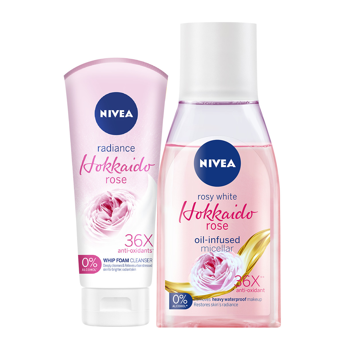 Bộ đôi Sữa Rửa Mặt Tạo Bọt NIVEA Chiết Xuất Hoa Hồng Hokkaido (100ml) - 84984 &amp; Nước Tẩy Trang NIVEA Chiết Xuất Hoa Hồng Hokkaido (125ml) - 84998