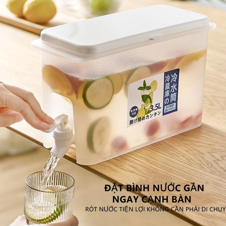 Bình Đựng Nước Nóng Lạnh Có Vòi 3.5L, Bình Nước Có Vòi Để Tủ Lạnh