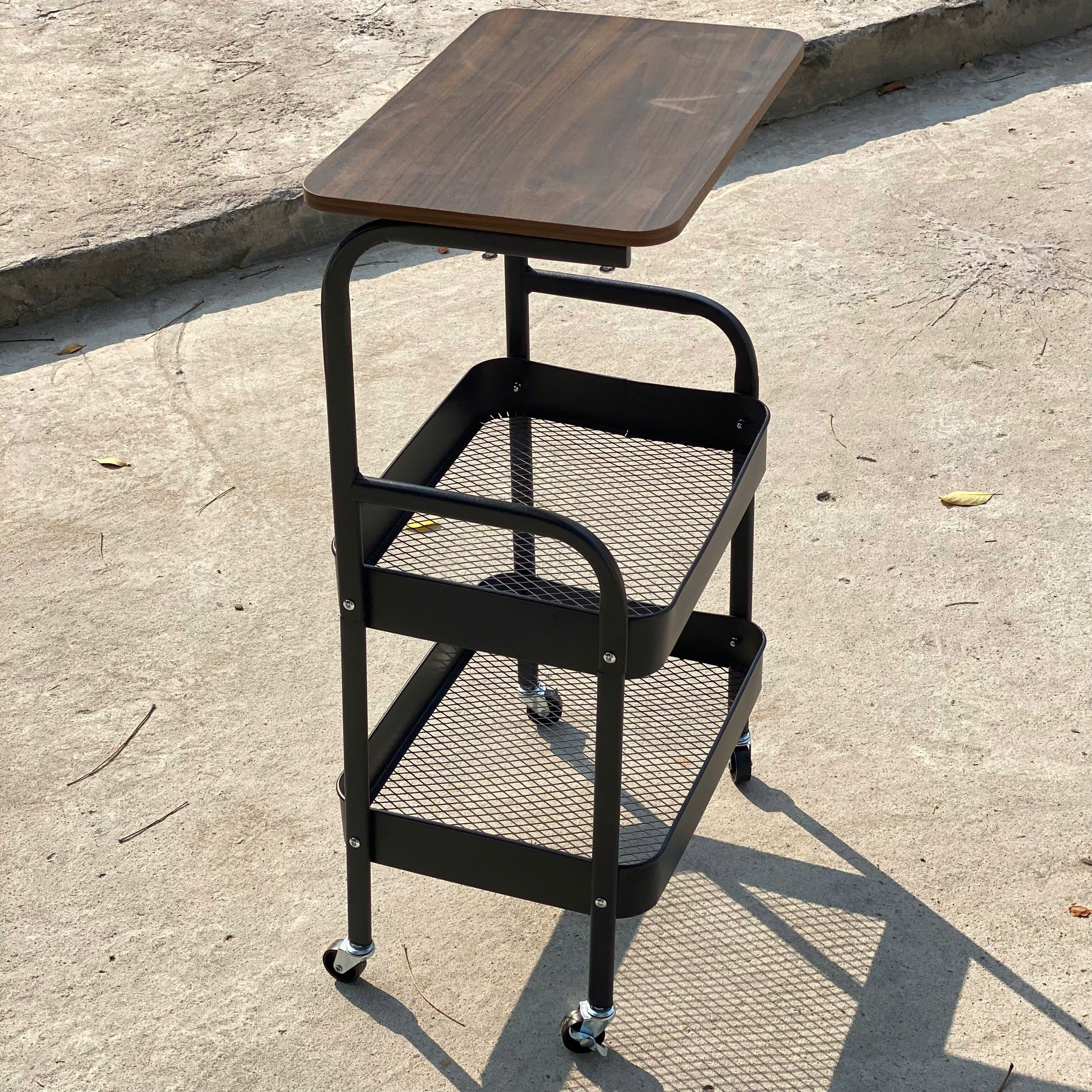 Kệ Đẩy 3 Tầng Mặt Gỗ Đa Năng, Kệ Đựng Đồ Spa, Showrom, Nhà Bếp Đồ Khô Có Bánh Xe