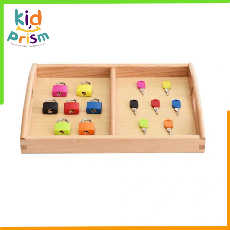 Giáo cụ Montessori - Bộ ổ khóa & chìa khóa 4 màu chất liệu nhựa an toàn giúp bé phát triển kỹ năng thực hành cuộc sống