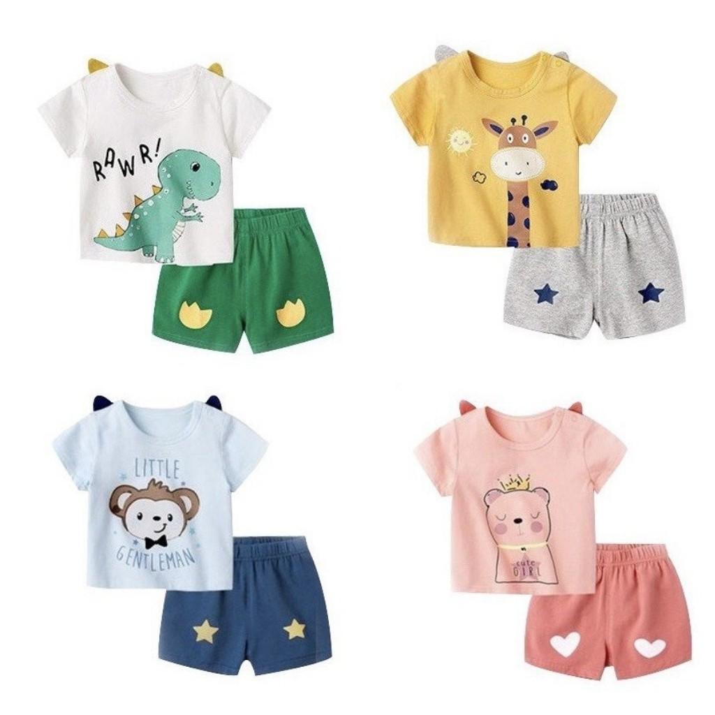 Bộ Cộc Tay cho Bé  Bộ Minky Mom Cộc Tay Với họa Tiết Khủng Long Siêu Dễ Thương  Chất Thun Lạnh Siêu Mềm Mịn Mát