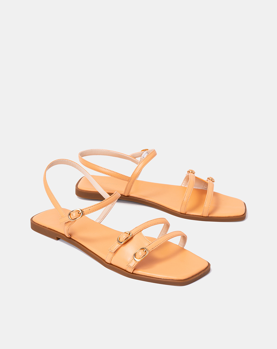 Giày Sandal 1cm Nữ Thời Trang JUNO Mũi Vuông Quai Ngang Cut Out SD01115