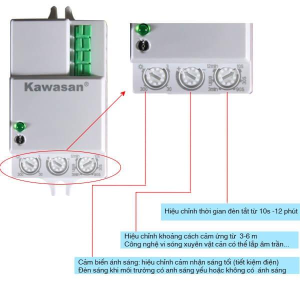 Công tắc đèn cảm biến vi sóng điều chỉnh khoảng cách KAWASAN KW-RS01D - Hàng chính hãng