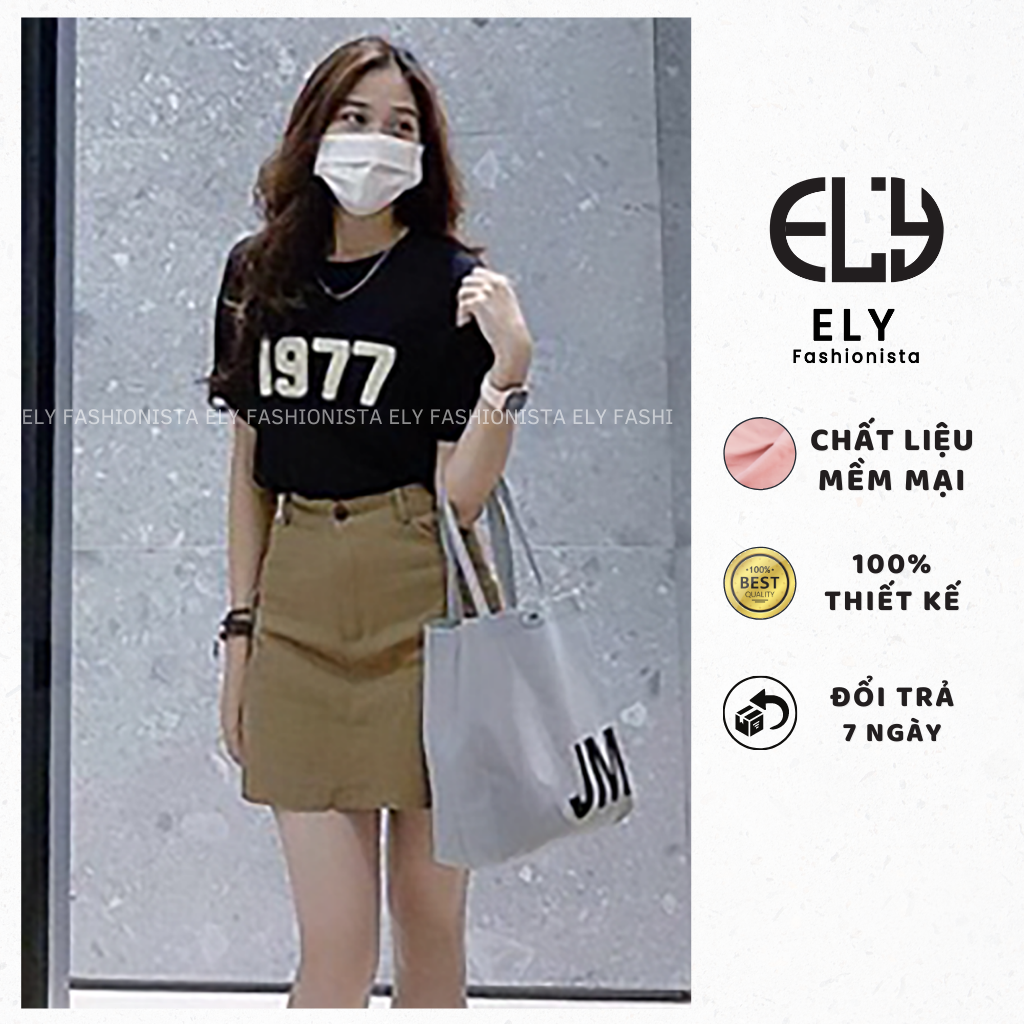 Chân váy kaki nữ cạp cao chữ A túi hộp hàng may kỹ, 2 lớp hàng cao cấp-ELY203