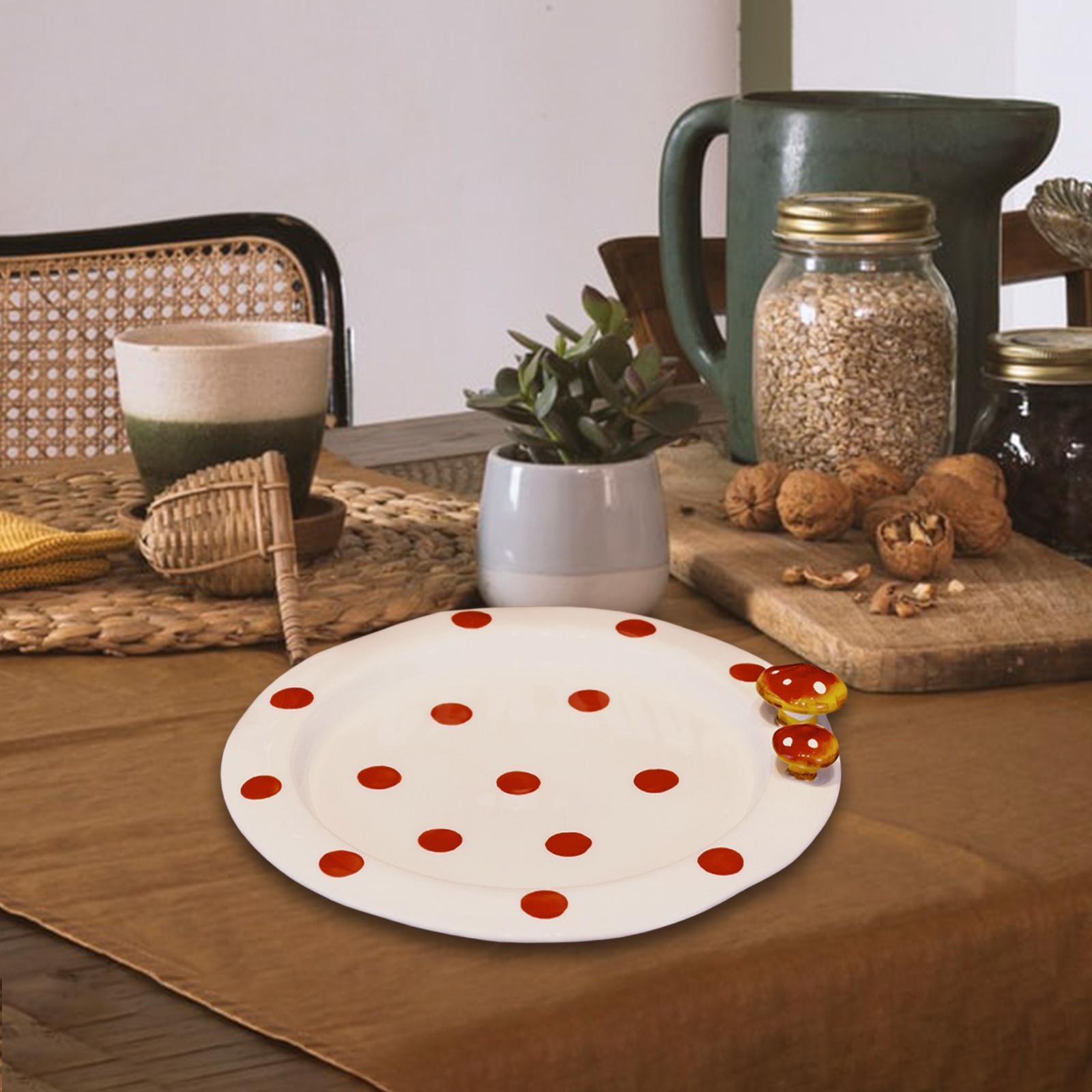 2pcs Mushroom Dinnerware Round Plate & Bowl Microwave Safe Salad Fruit