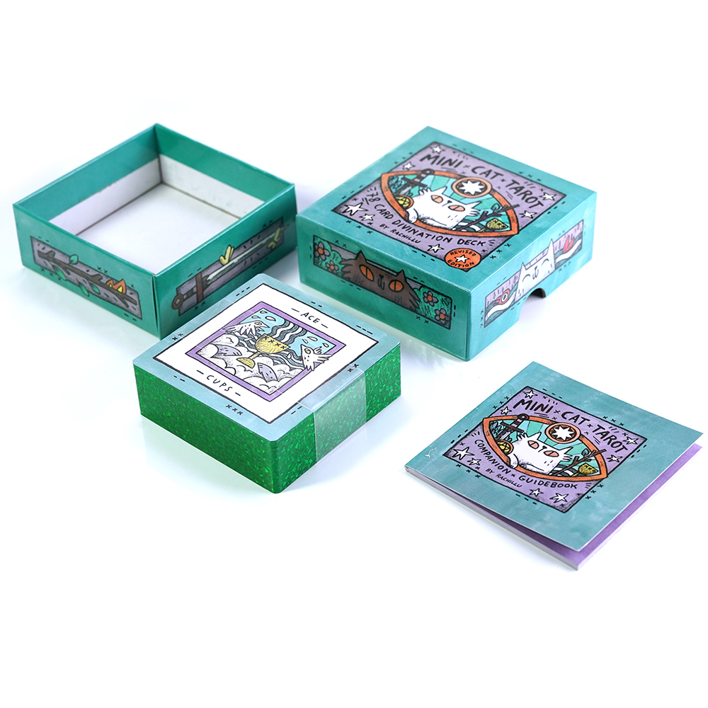  [Mạ Cạnh Size Gốc] Bộ Bài Mini Cat Tarot 78 Lá Bài Tặng Đá Thanh Tẩy