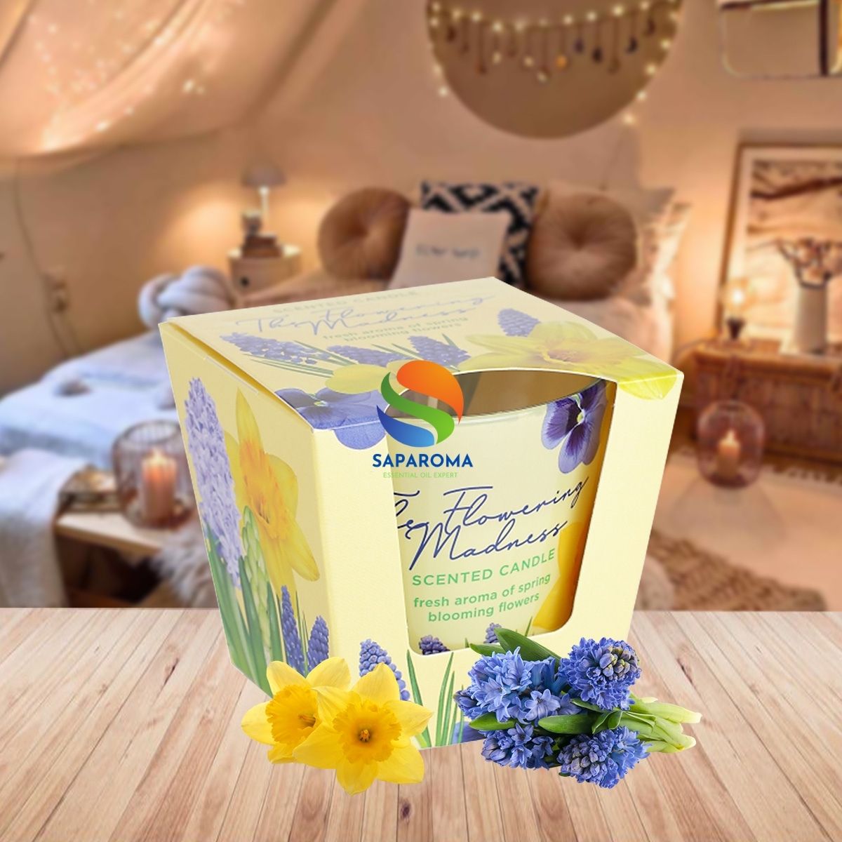 Ly nến thơm tinh dầu Bartek Flowering Madness 115g QT9687 - hoa dạ lan hương, nến trang trí, thơm phòng, thư giãn, hỗ trợ khử mùi