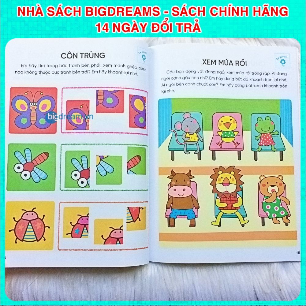 Phát triển IQ Khả năng cảm nhận không gian Rèn luyện tư duy não bộ 2-4 tuổi - Tặng kèm sticker bóc dán thông minh