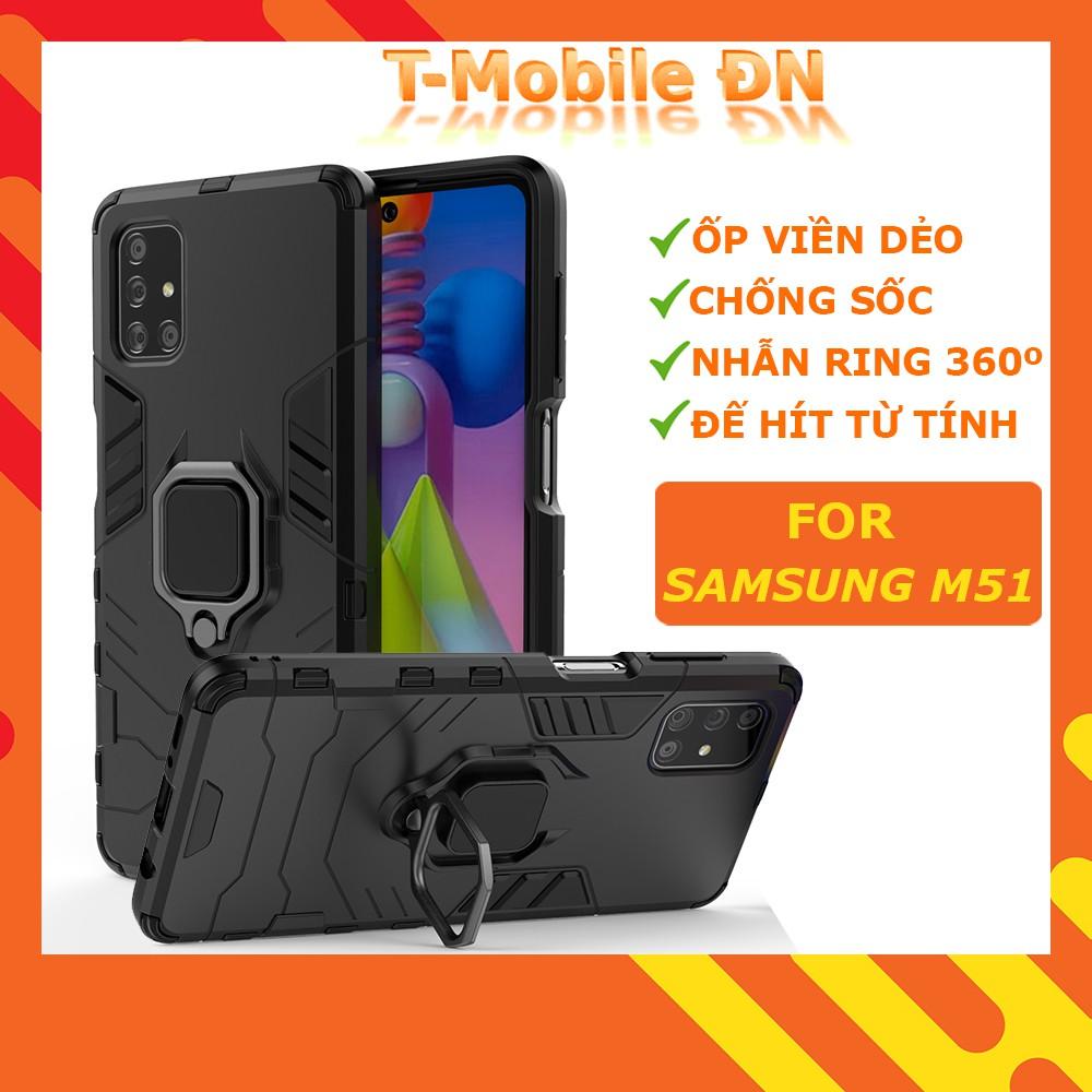 Ốp lưng cho Samsung M51 iron man chống sốc kèm nhẫn xoay chống xem video bảo vệ camera