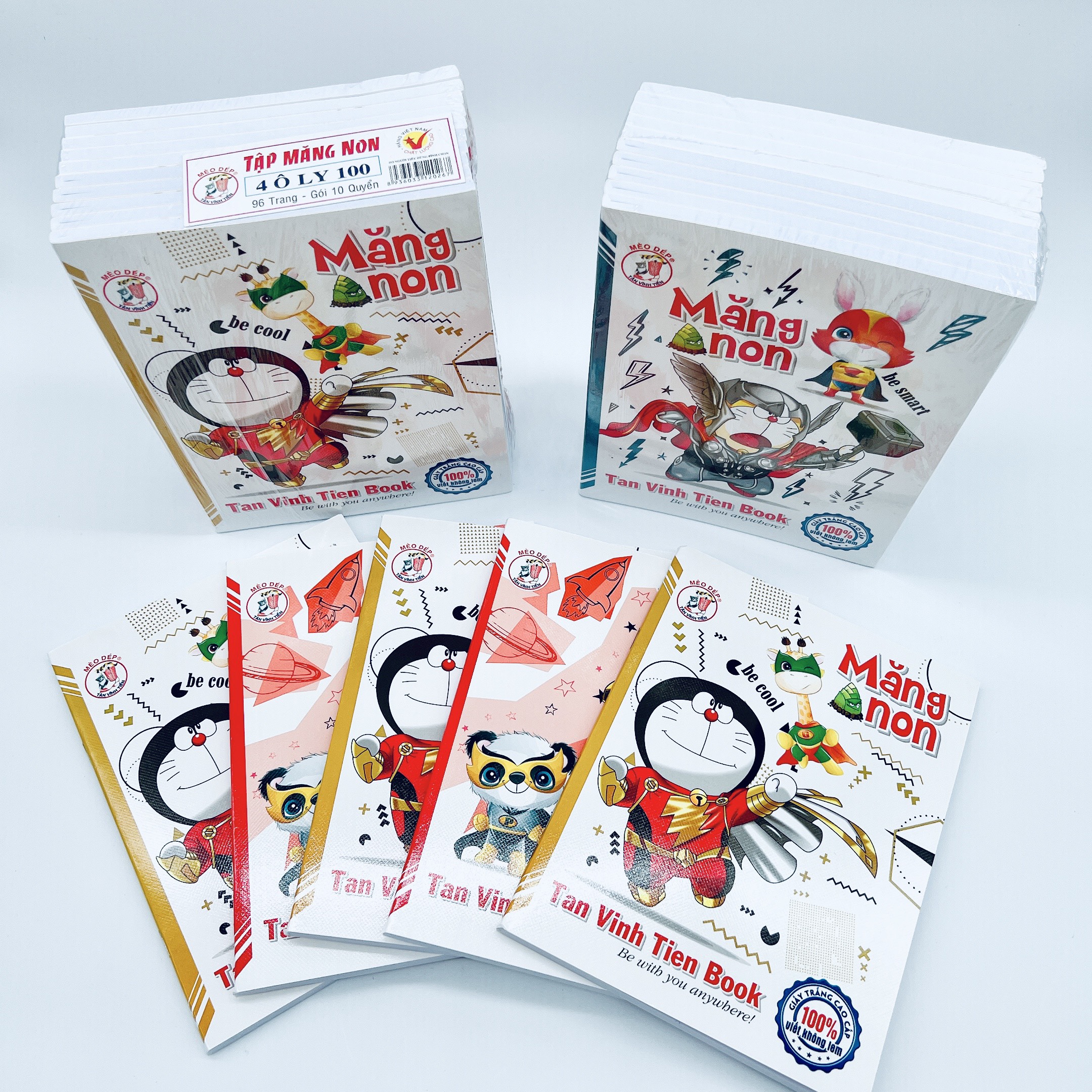 Tập học sinh 96 trang, combo 5 quyển tập tân vĩnh tiến măng non 100% không lem, giấy trắng tinh - Quà tặng cho bé đi học