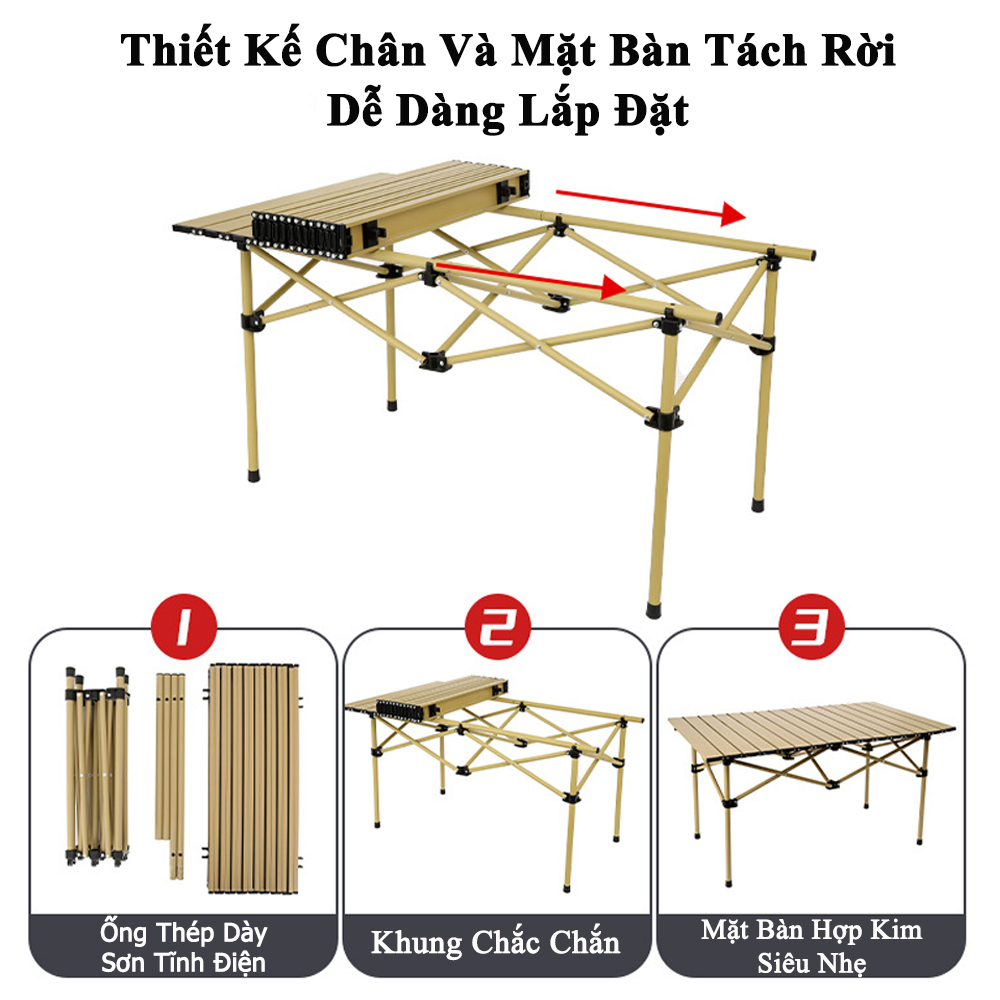 Bàn Dã Ngoại Xếp Gọn KUNBE Phù Hợp Đi Cắm Trại Du Lịch Phượt Picnic Câu Cá