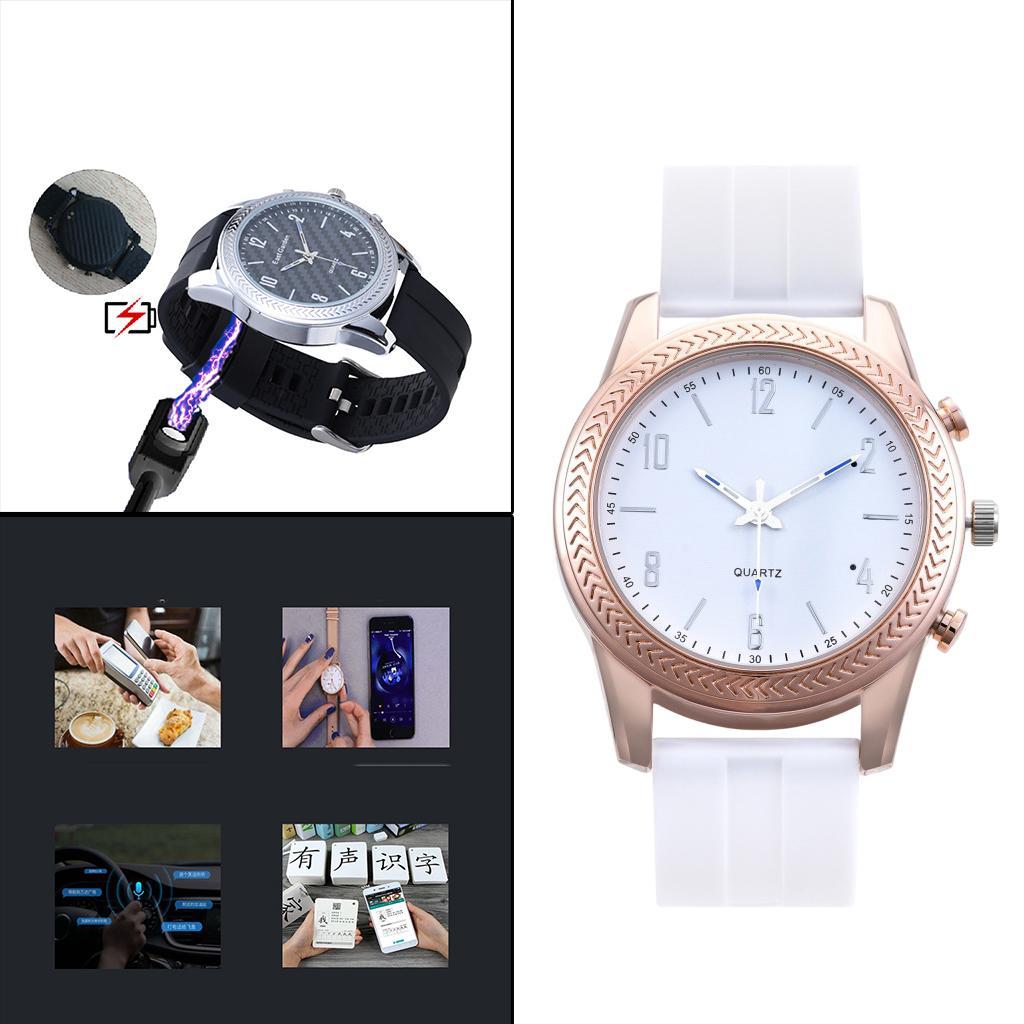 Quartz Bluetooth Speaker Pointer Watch Loudspeaker Waterproof White