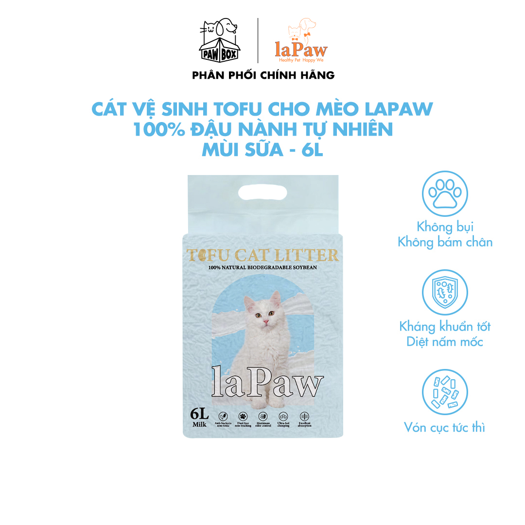 Cát đậu nành thân thiện môi trường laPaw Tofu siêu vón cục, siêu khử mùi, tan trong nước 6L
