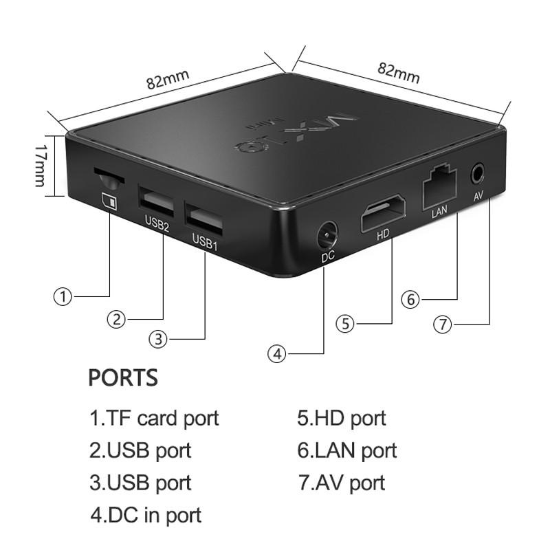 Android TV Box Ram 2G, bộ nhớ 16G, Android 10.0, xem video 4K, hỗ trợ giọng nói, xem nhiều kênh truyền hình MX10MINI