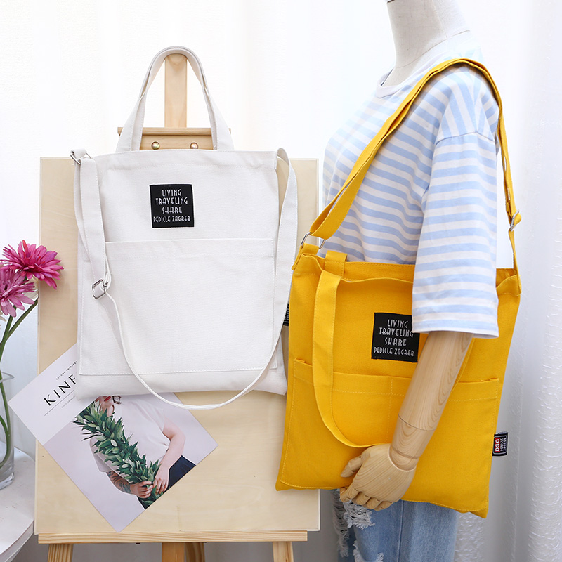 Túi Tote Đeo Chéo Vải Canvas Living Traveling Share Phong Cách Ulzzang Hàn Quốc BT17