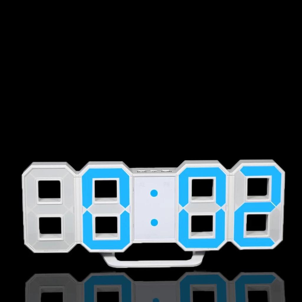 Digital 3D LED Wall Clock Alarm Clock Snooze 12/24 Hour Display USB