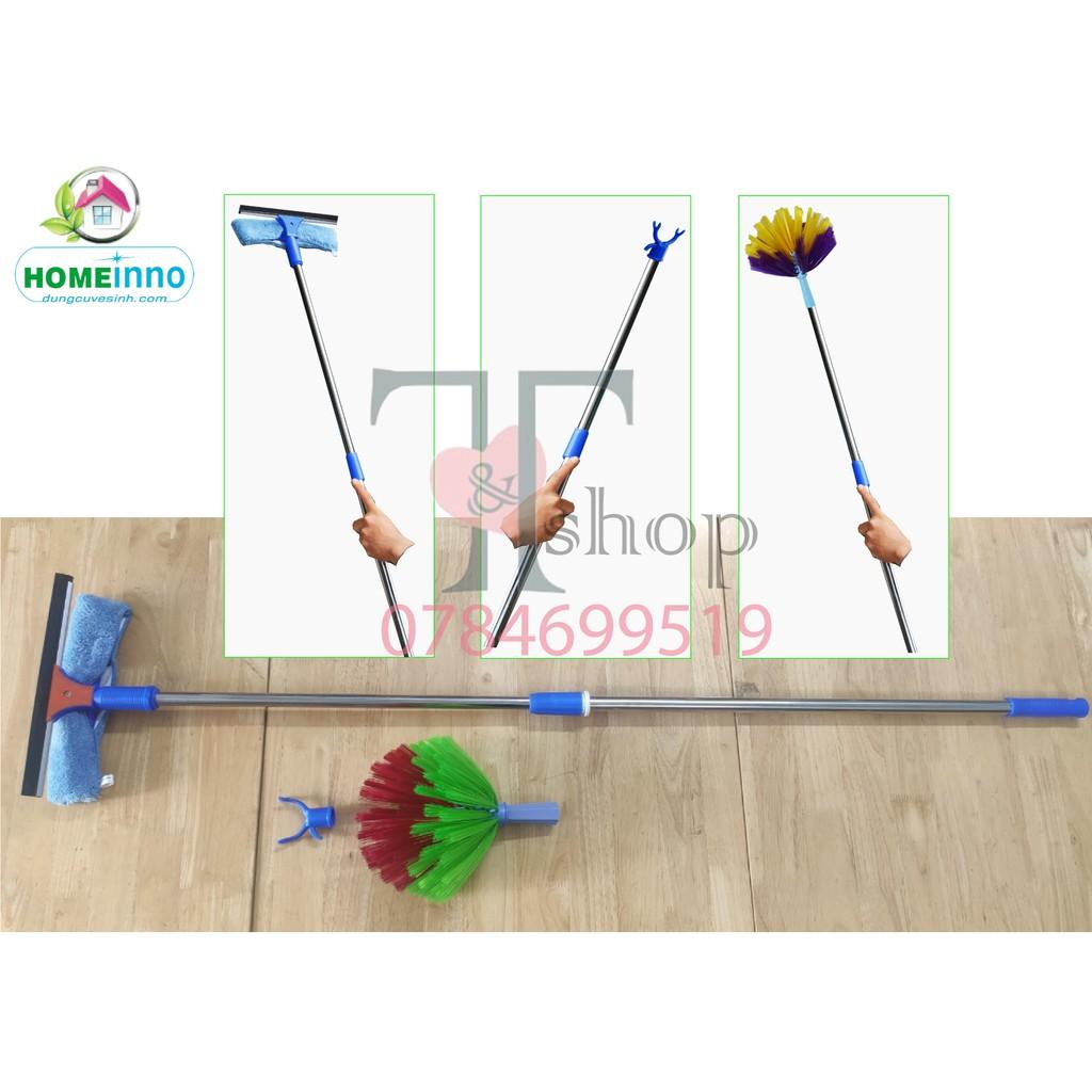 Bộ Cây Lau Kính + Gạt Nước Kiếng + Quét Mạng Nhện + Móc Lấy Đồ Cán Dài 1m4, 2m, 3m