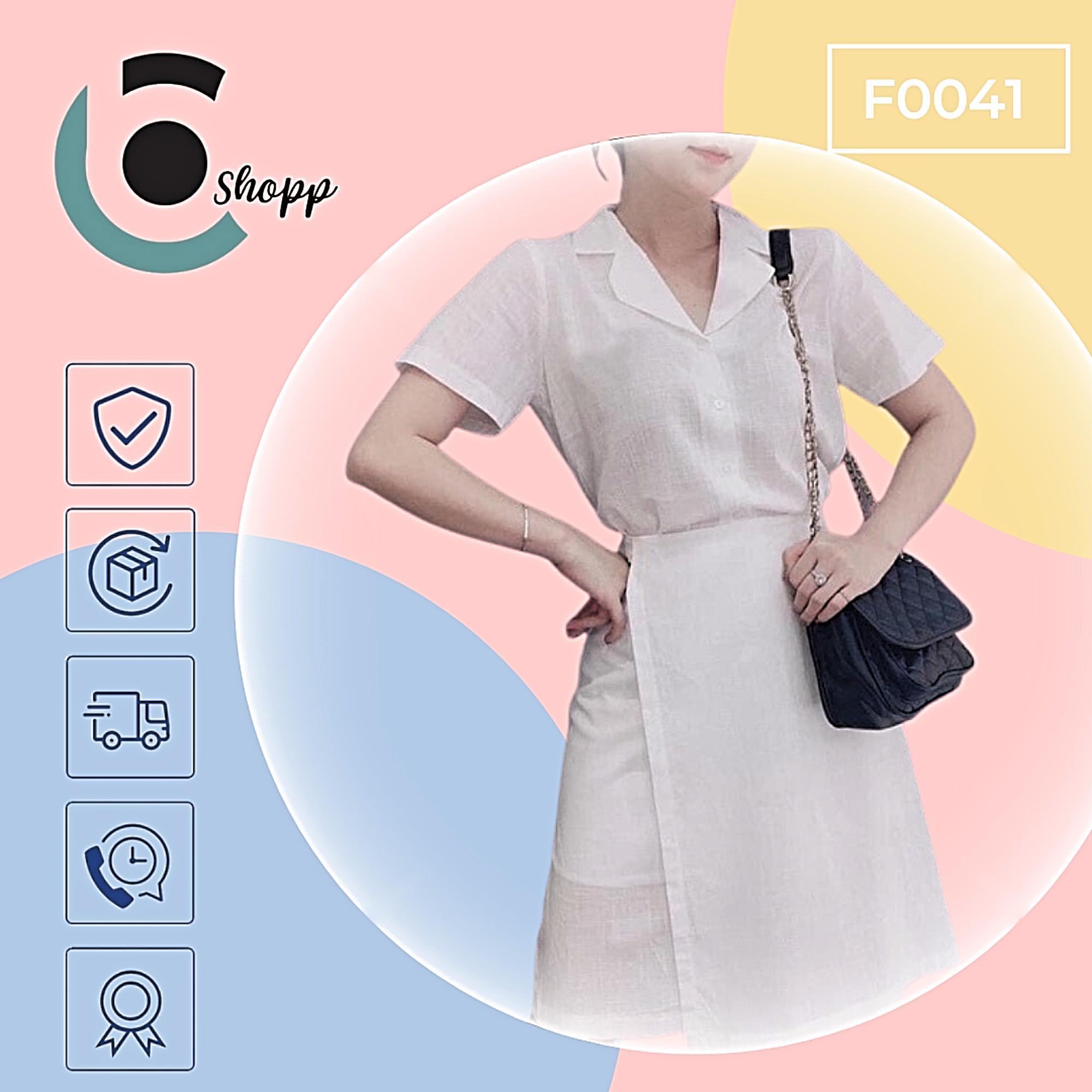 Váy cổ sơ mi đấp tà cao cấp