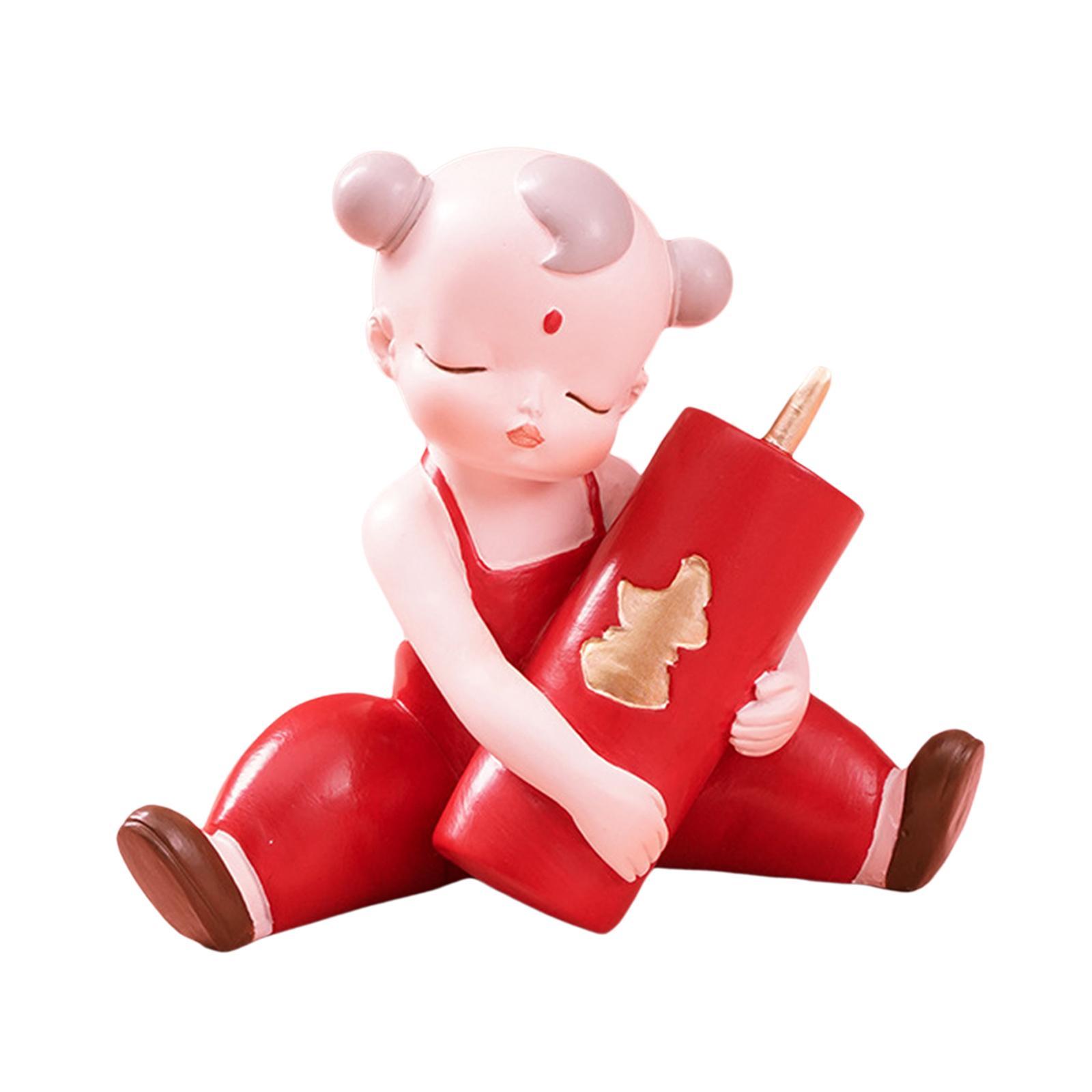 Chinese New Year Lucky Kids Ornaments Sculpture Decor for Office Decoration Boy