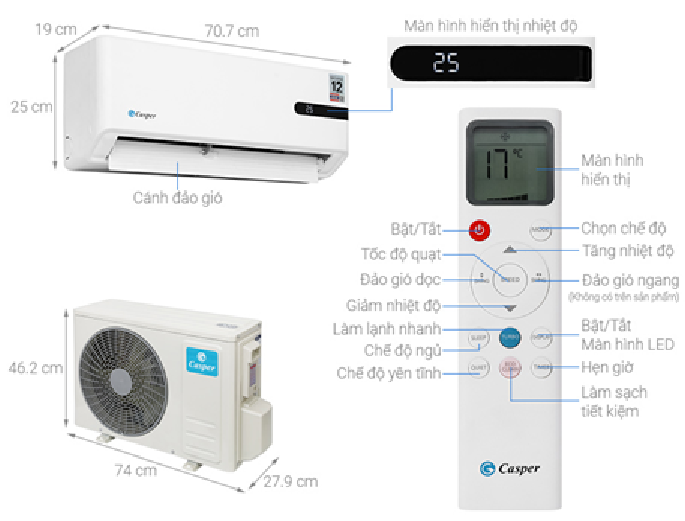 Máy lạnh Casper Inverter 1 HP GC-09IB36  - HÀNG CHÍNH HÃNG - CHỈ GIAO HCM