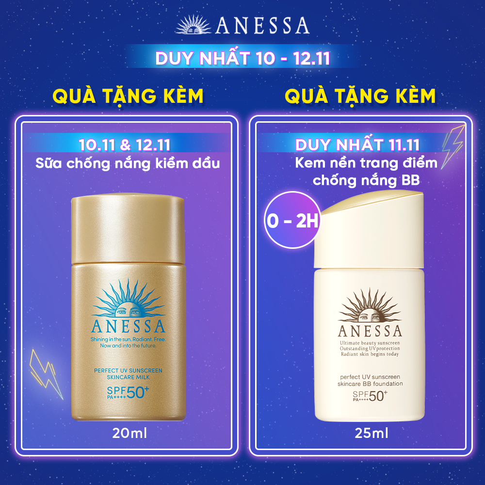 Bộ sản phẩm Kem chống nắng cho da mặt và toàn thân (Anessa Mild Milk 60ml + Brightening Gel 90g + Gold Spray 60g)