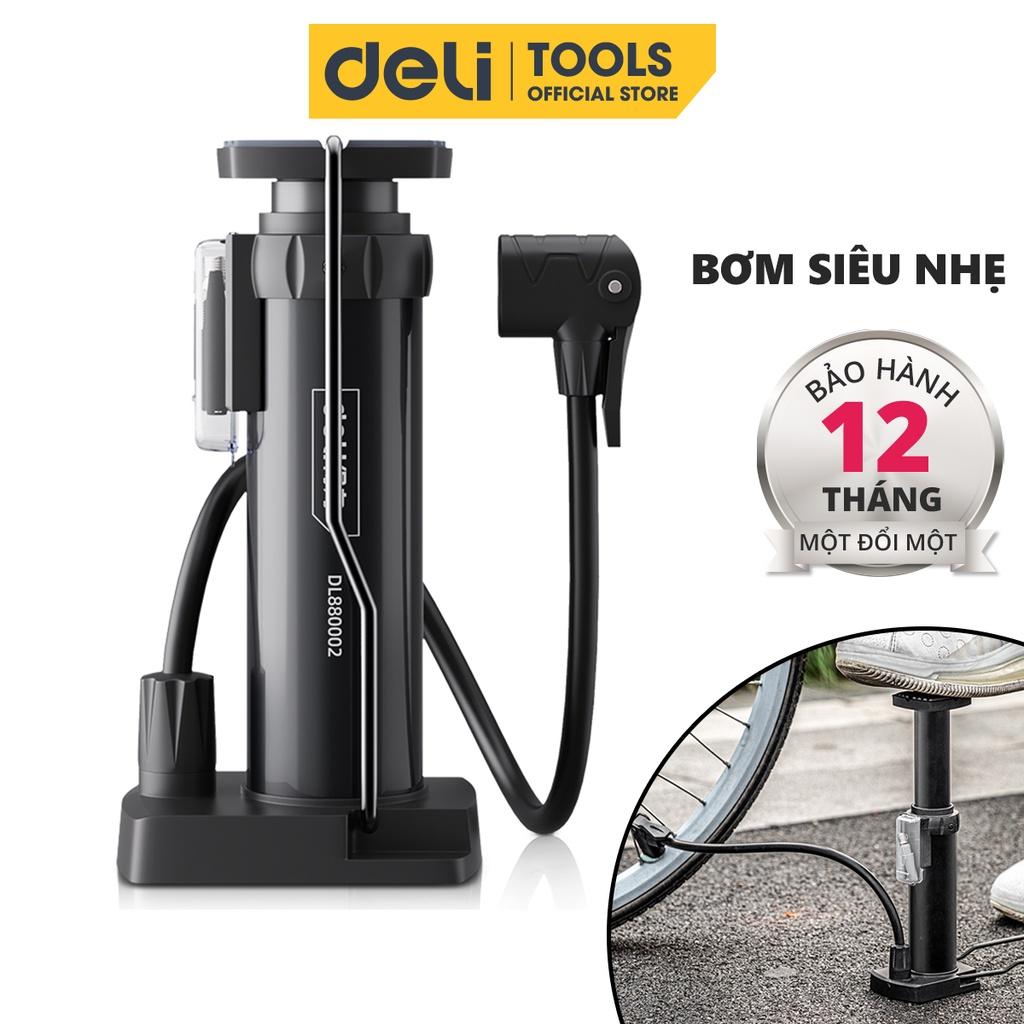 Bơm Xe Đạp Deli Đạp Chân Chính Hãng - Siêu Nhẹ, Dễ Dàng Di Chuyển - Áp Suất Cao - DL880002