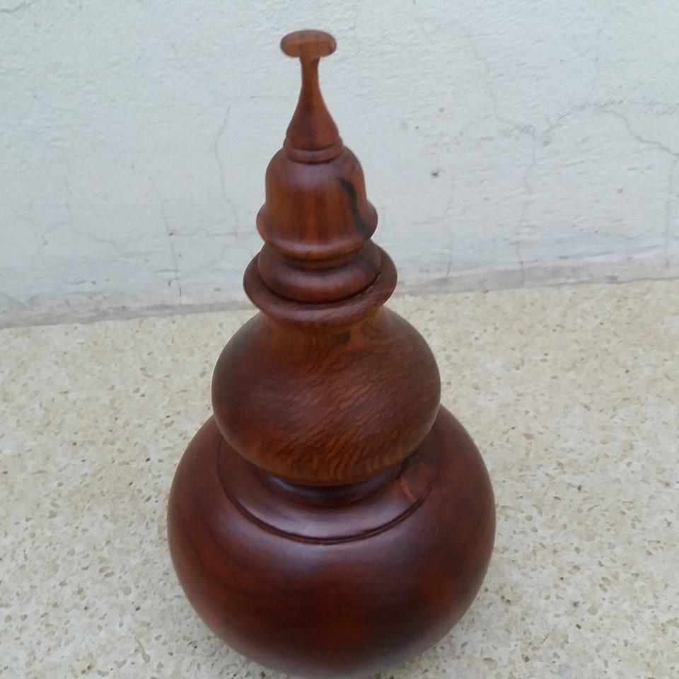 Bình hồ lô gỗ hương nguyên khối cao 20cmx11cm
