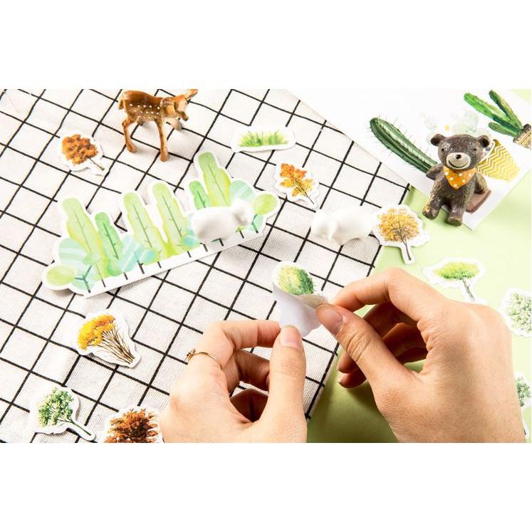 Bộ 46 Sticker Hàn Quốc hình Đồng Cỏ dán trang trí E21