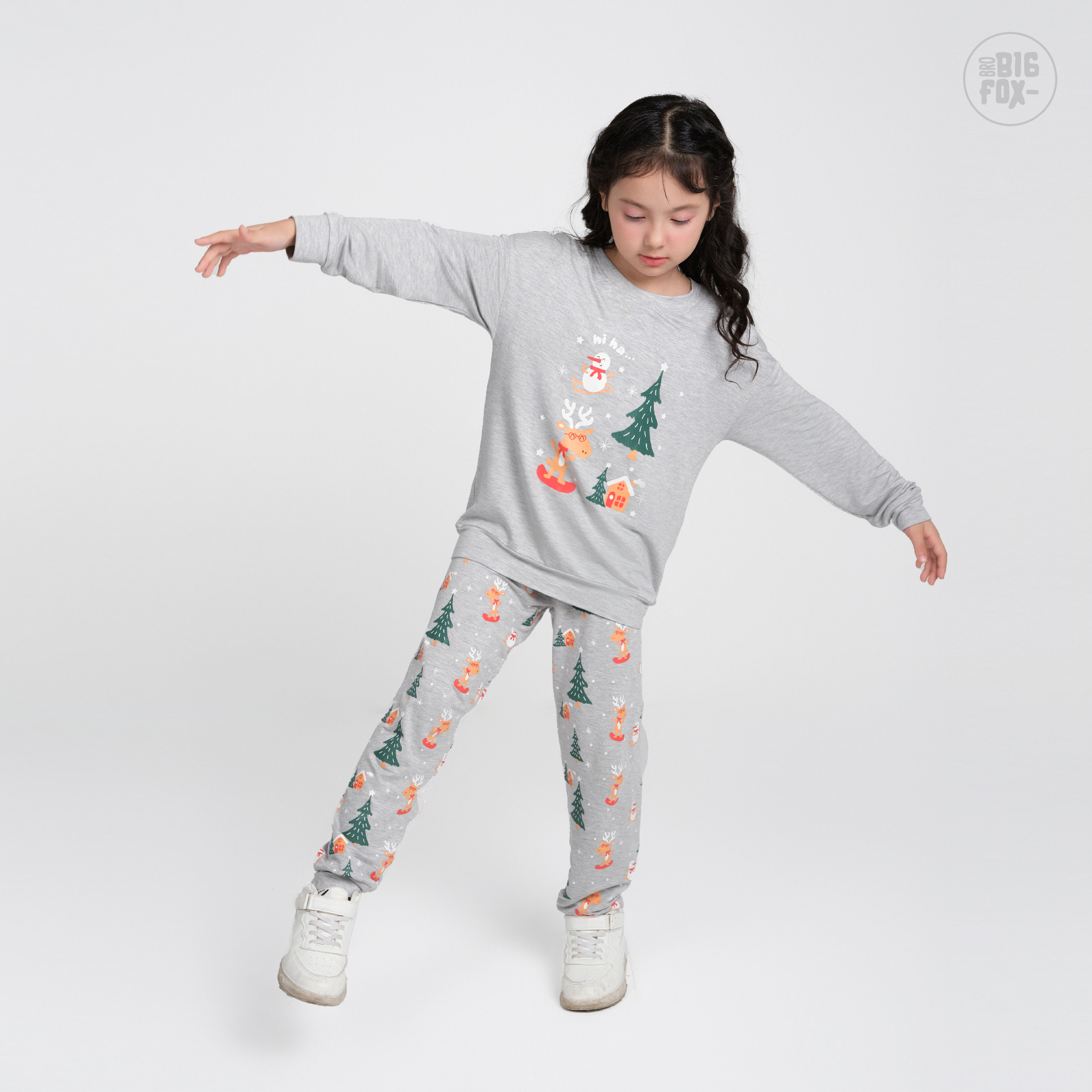 Bộ đồ Noel cho bé trai bé gái Bigfox Miss Meow size đại vải nỉ in Người Tuyết cỡ trẻ em 3-11 tuổi