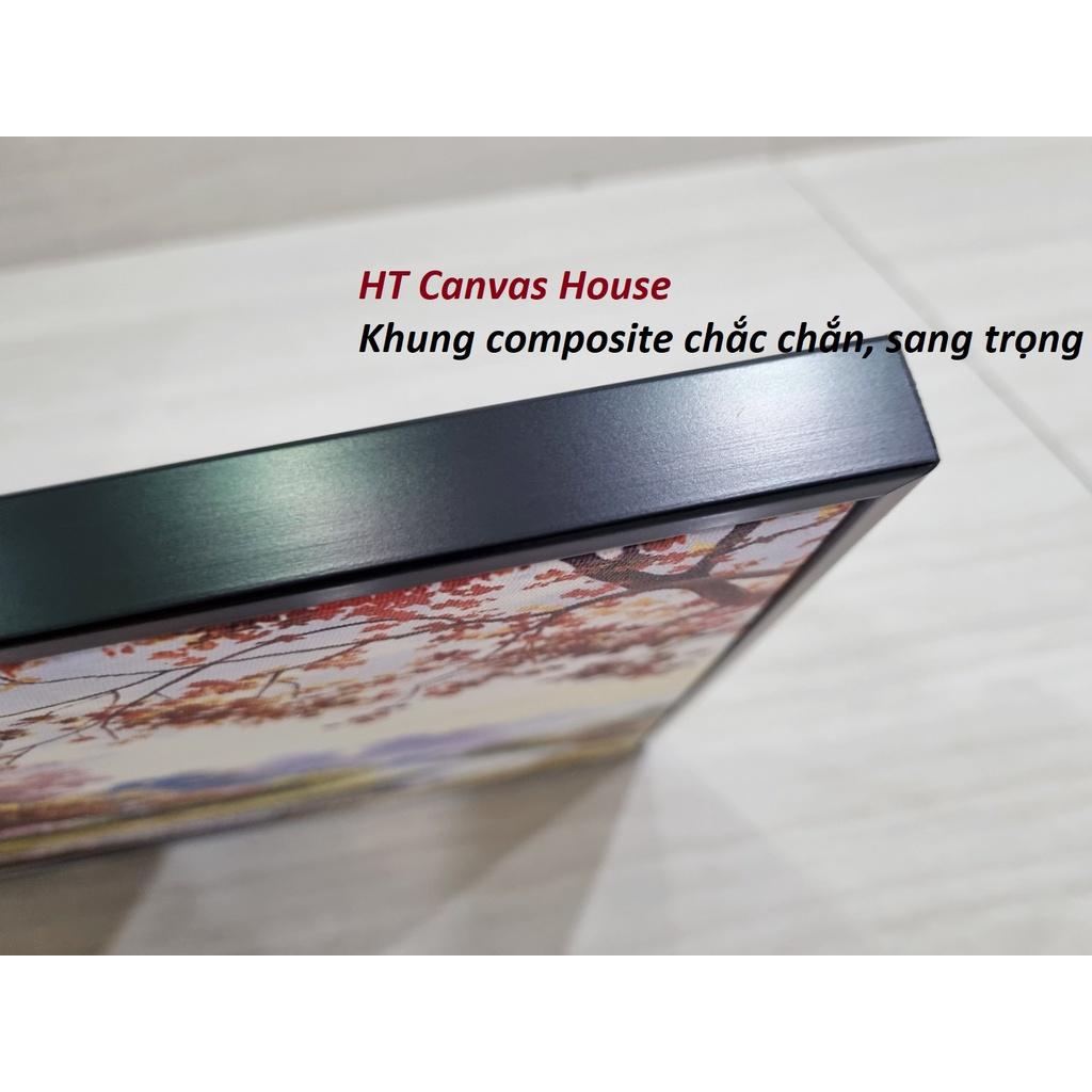 Tranh canvas treo tường HƯƠU MAY MẮN + khung composite và đinh treo – decor phòng đẹp và sang trọng