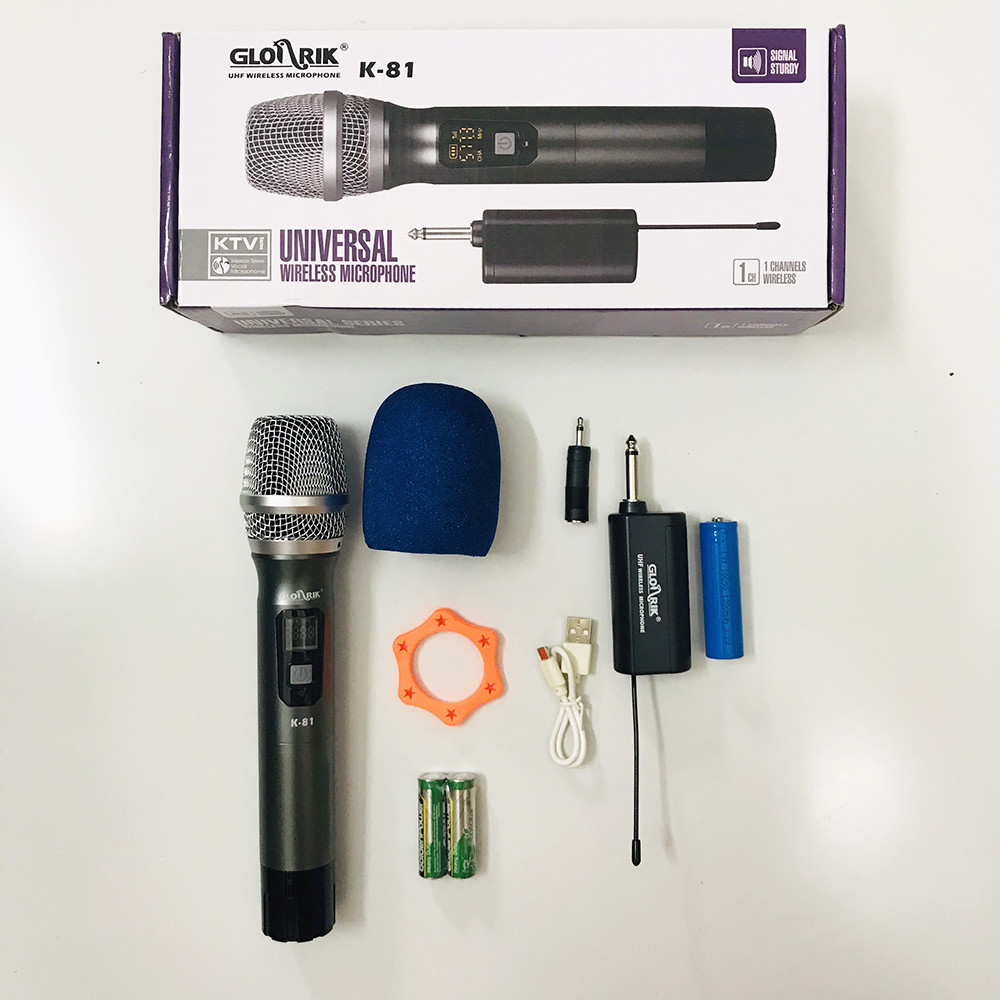 Bộ Mic không dây UHF Glosrik K81 K83 K84 - UHF Wireless Microphone Glosrik ( Dùng cho hát karaoke, livestream, thuyết trình) ) – Hàng chính hãng