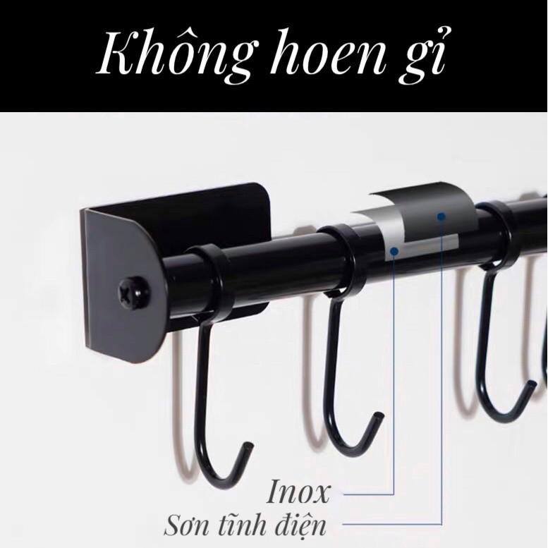 Thanh giá móc treo bếp đa năng dán tường inox 304 - miễn phí keo dán tường siêu chắc chắn, chịu lực