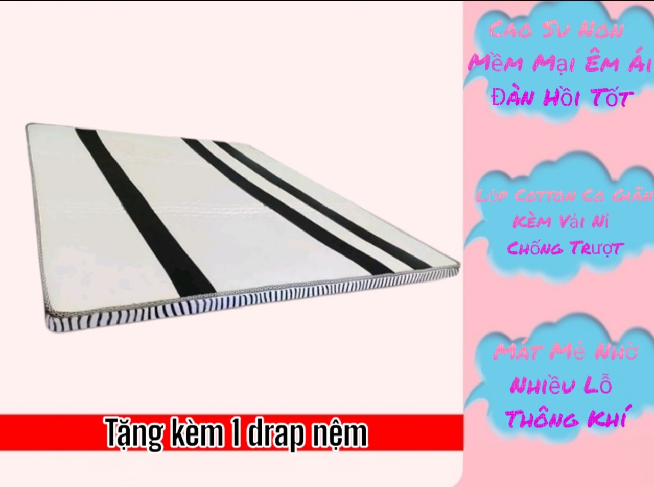 Nệm cao su chần viền Diamond Đủ Size - Êm ái và thoáng mát cao