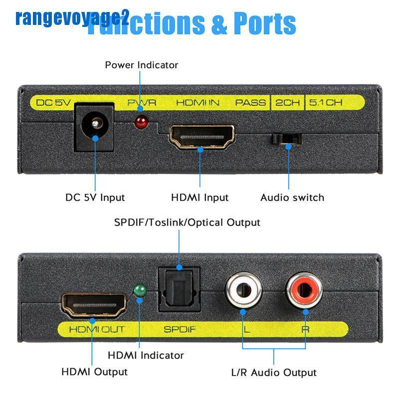 Bộ Chia Cổng Âm Thanh 1080P Từ Cổng HDMI Sang Cổng HDMI + SPDIF + RCA L /