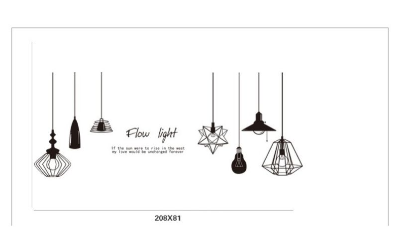 Decal dán tường Dây bóng đèn 4 Trang trí quán đẹp