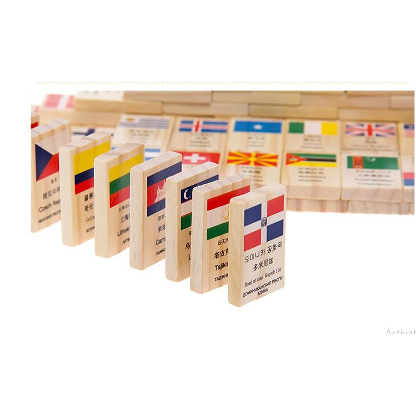 Bộ đồ chơi Domino 100 quốc kỳ các nước - Đồ chơi gỗ thông minh cho bé